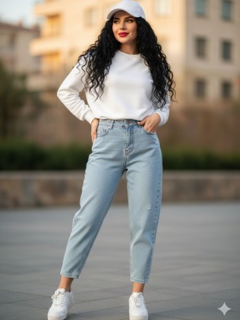 شلوار جین مام استایل زنانه کد 7086